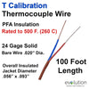 Thermocouple Wire Type T 24 Gage PFA Insulated 100 ft Long