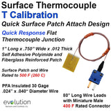 Type T Surface Thermocouple with Surface Mount Patch PFA Lead Wire and Connector