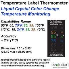 Temperature Label Thermometer 55 F to 105 F
