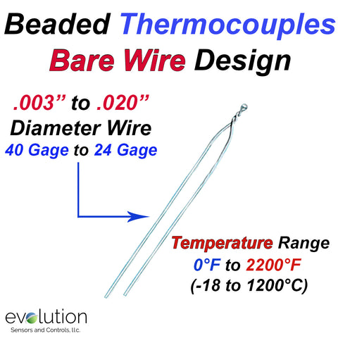 Beaded Thermocouples with Bare Wire Design