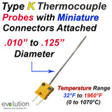 Type K Thermocouple Probes with Miniature Connectors Attached