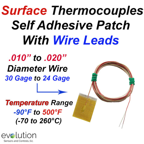 Surface Thermocouple Probes - Self-Adhesive Patch with Wire Leads