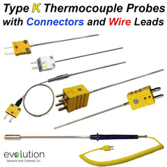 Type K Thermocouple Probes with Connectors and Wire Leads