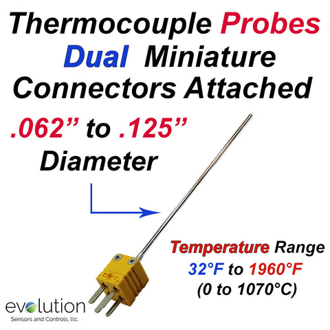 Thermocouple Probes with Dual Miniature Connectors Attached