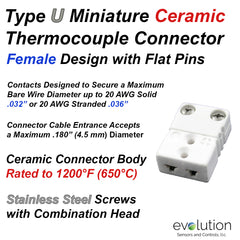 MIniature Female Thermocouple Connector for Type B Thermocouples