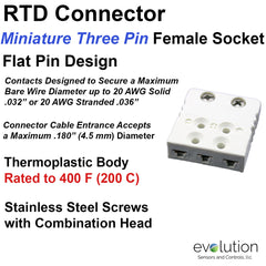 RTD Connector Miniature Three Pin Female