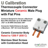 Thermocouple Connectors Miniature Ceramic Male Type U