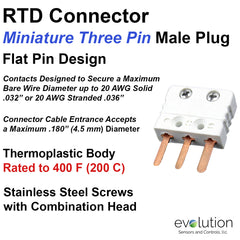 RTD Connector Miniature Three Pin Male