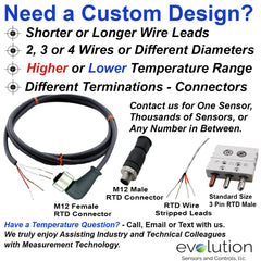 RTD M12 Connector Extension Cable Assembly Right Angle Design 5 meters Long Custom