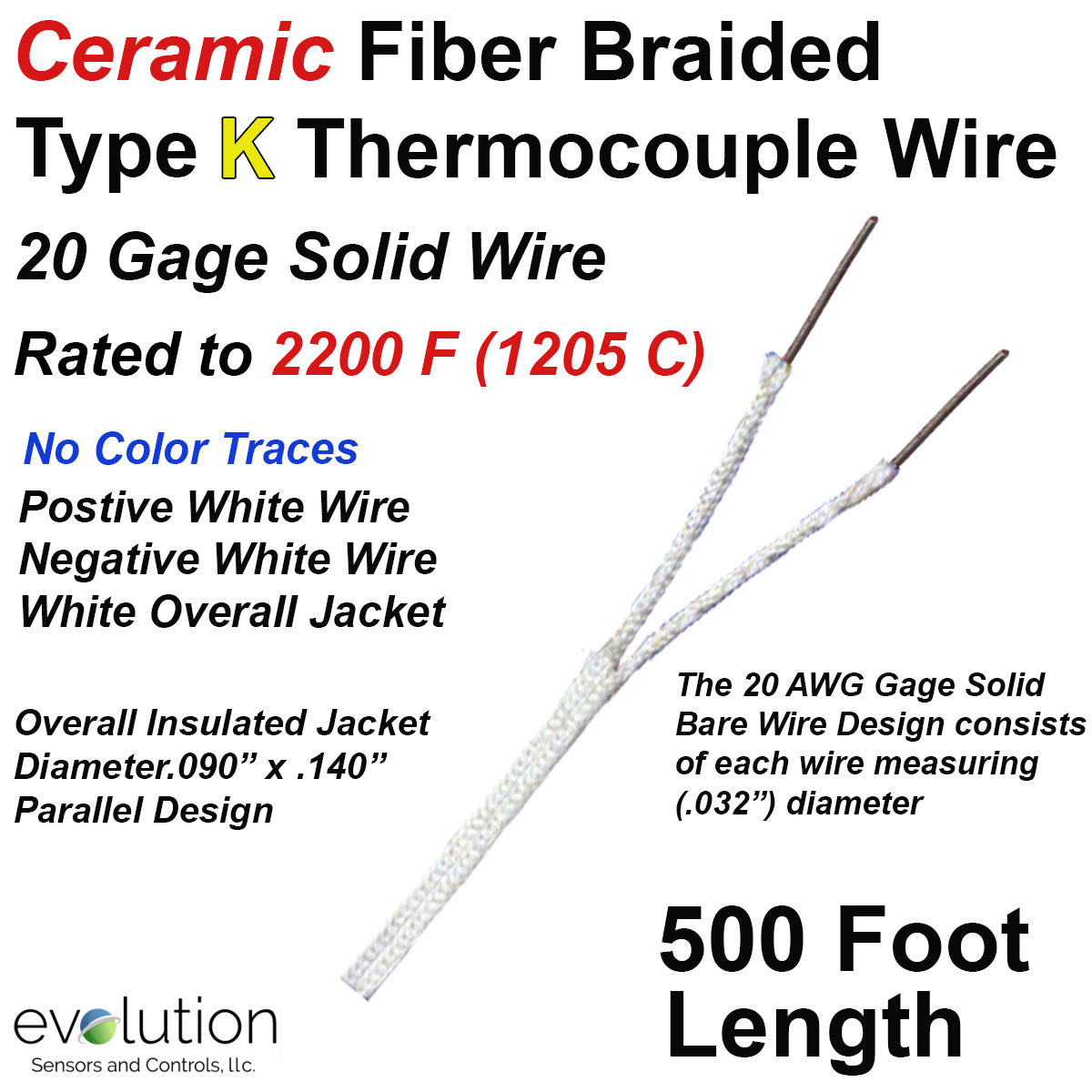 Digi Sense Type K High Temperature Ceramic Fiber Insulated Probe Mini Connector Exposed 5ft 20 Gauge From Cole Parmer