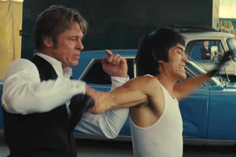 Cliff Booth Brad Pitt vs. Bruce Lee in Quentin Tarantino's Once Upon A Time In Hollywood