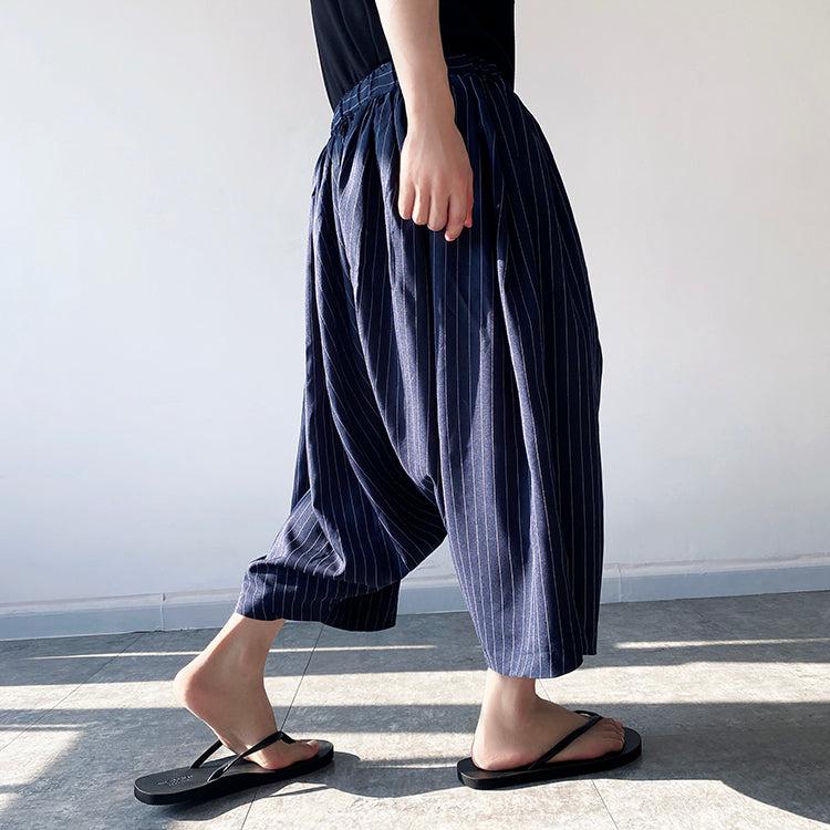 Neo Japan Samurai Hakama Style Pinstripe Skirt Pants (Navy) – Dynasty ...