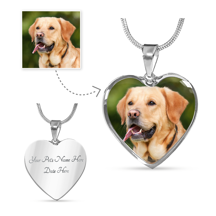 Dog Remembrance Gifts Stainless Steel Real 18k Gold Heart Pendant Neck Laughing Buddha World