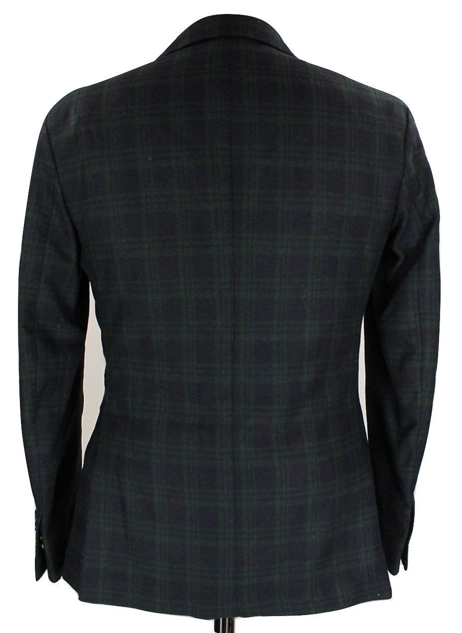 Fugato - Navy & Green Plaid Wool Flannel Blazer – PEURIST