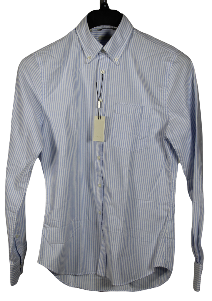 Suitsupply – Blue Stripe OCBD Shirt in Light Flannel Oxford – PEURIST