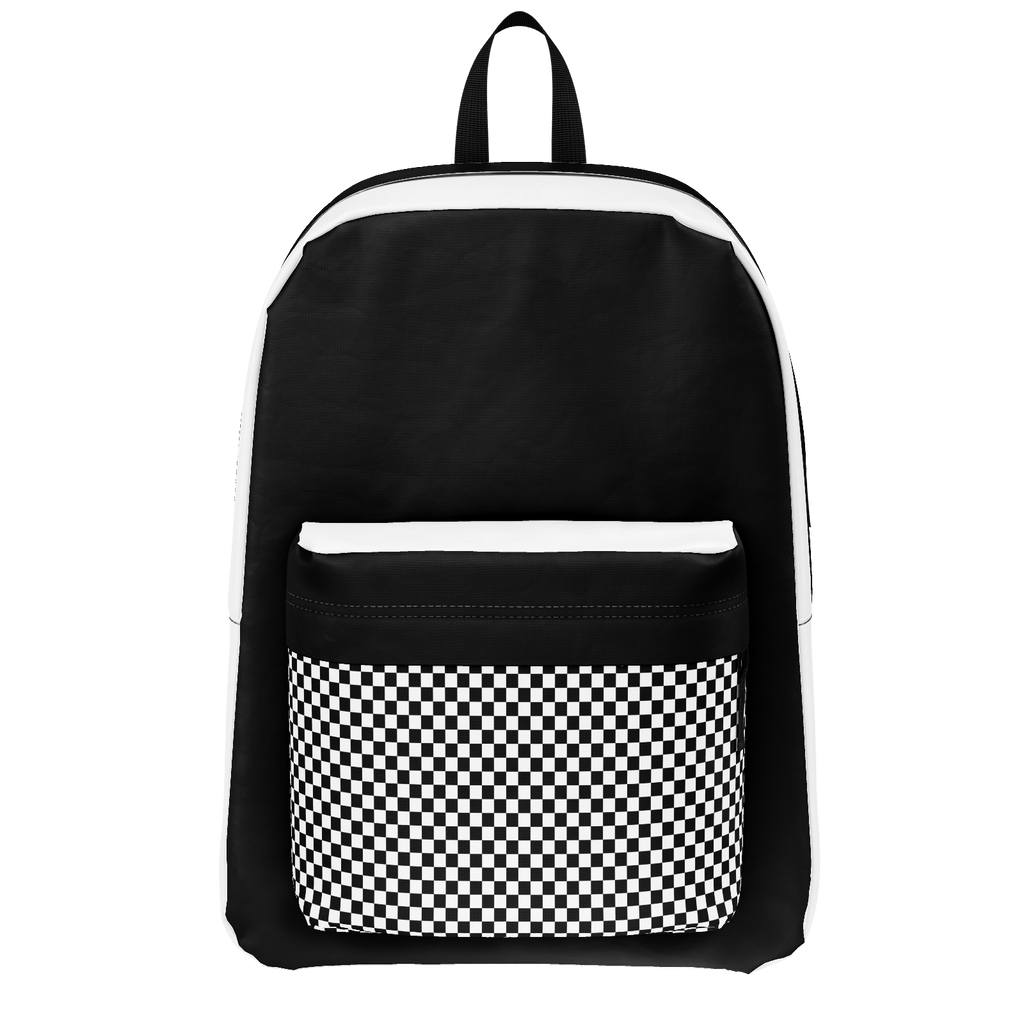 black checkered backpack