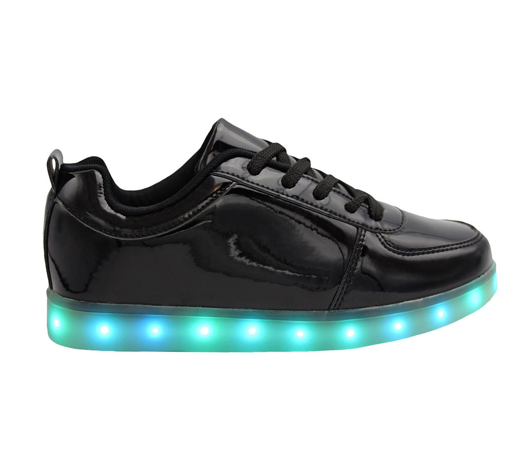 LED Light Up Shoes | Black Glossy Low Top | LED Fashion Sneakers – LED ...