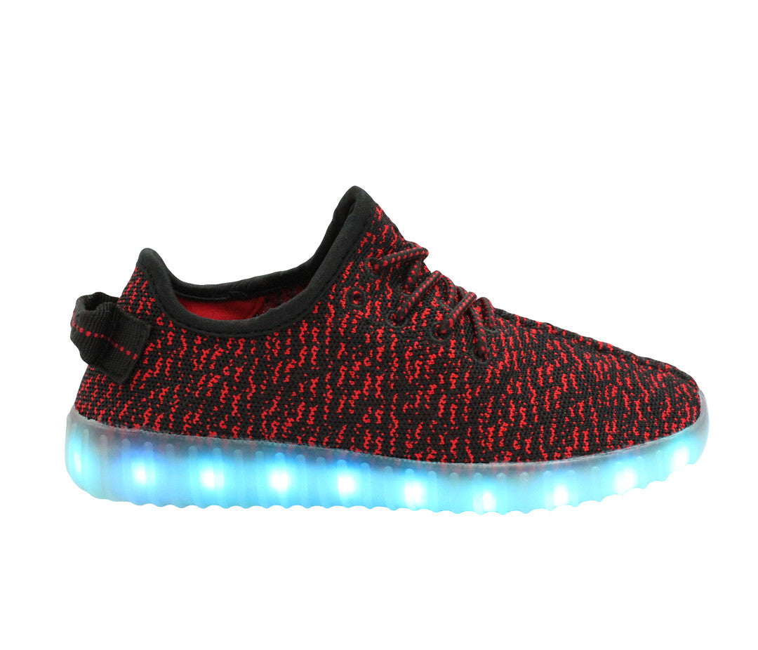 LED Light Up Shoes | Black & Red Knit | LED Fashion Sneakers – LED SHOE  SOURCE
