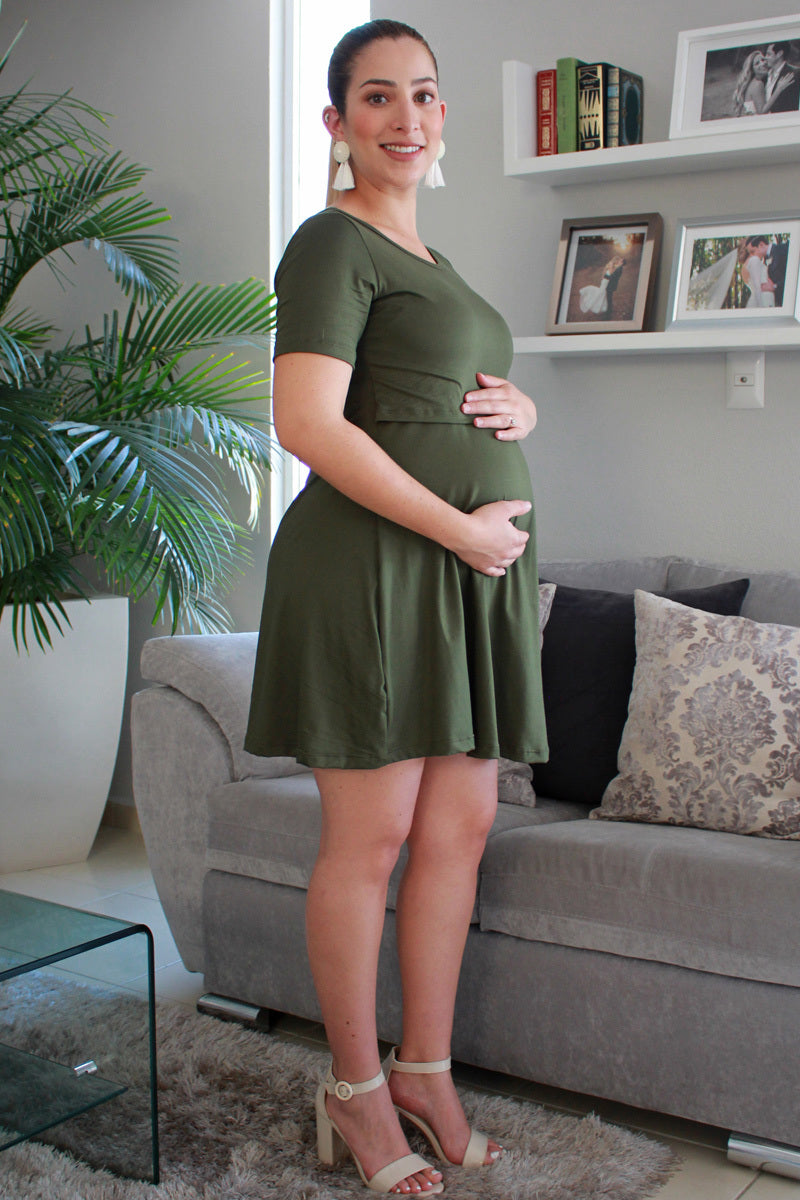 partícula escala tengo hambre Vestido para Embarazo y Lactancia Princesa Manga Corta Verde – Emma: Ropa  para Embarazada y Lactancia