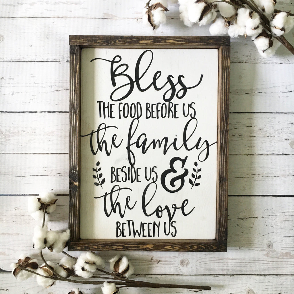 Bless the Food Before Us Wood Sign 13x17.25" White ...