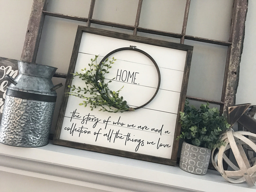 Framed Shiplap Home Wreath Sign- 19x19" - Coastal Crafty Mama