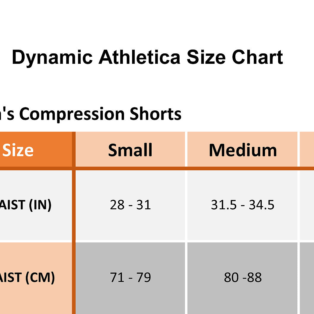 Mens Compression Shorts Size Chart