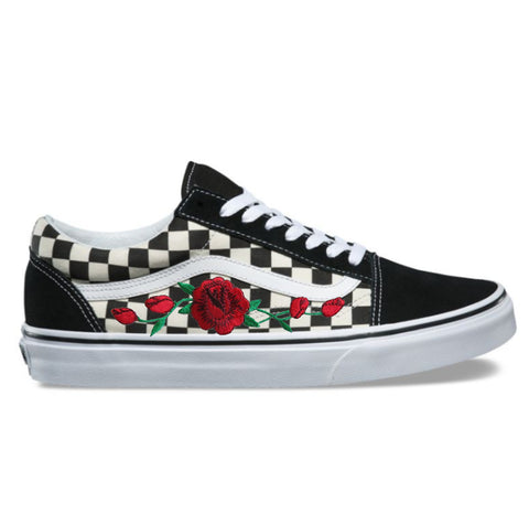 vans with rose on it