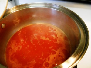 pour tomato sauce