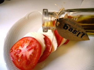 basil oil and caprese salad