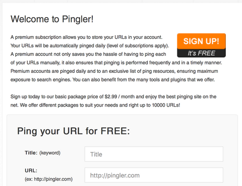 Pinger allows you to ping and index backlinks fast for free.