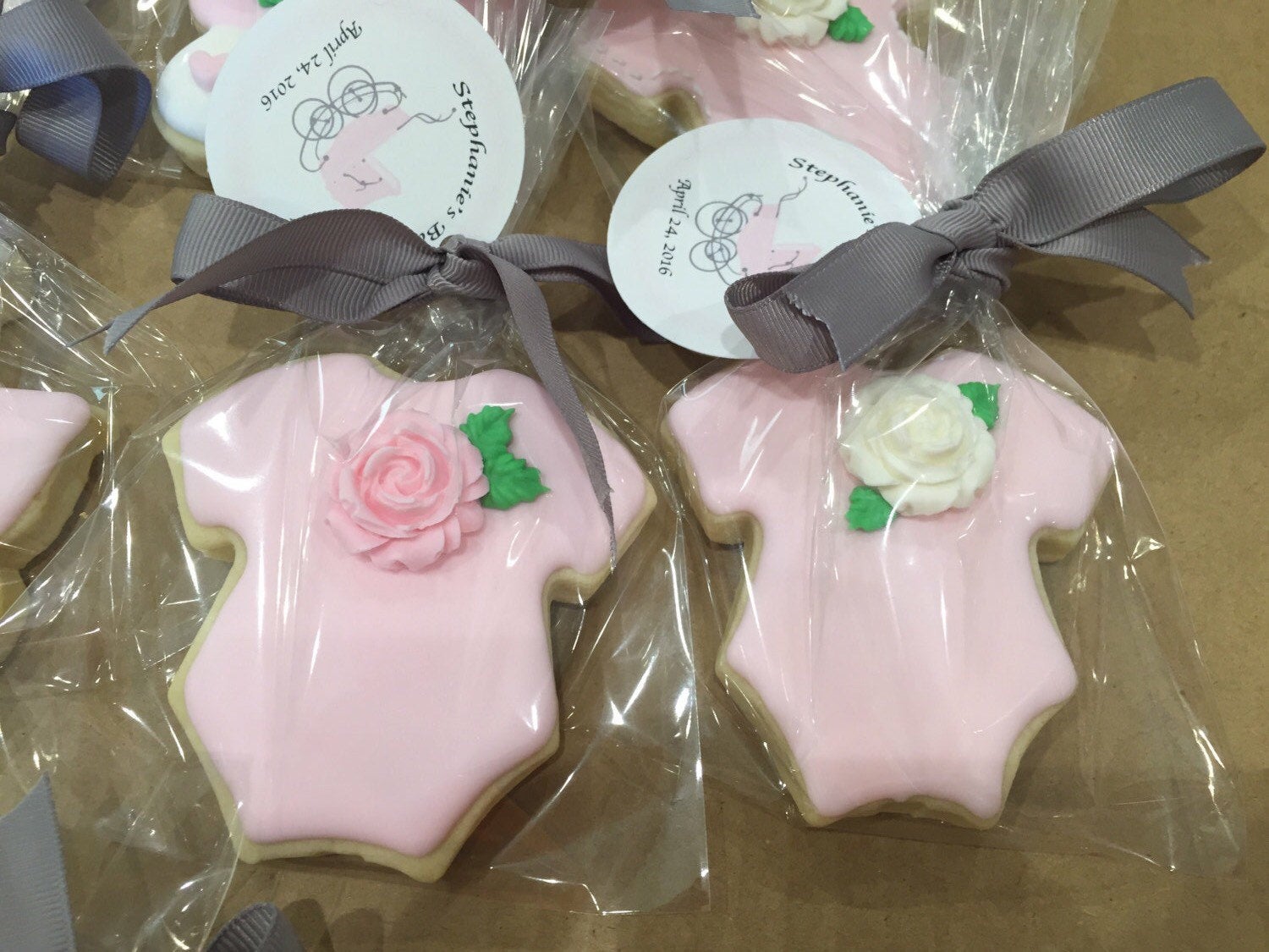 Baby Pink Little Baby Girl Onesie Cookies With Edible Roses Pink Bab Just Baked Sweets