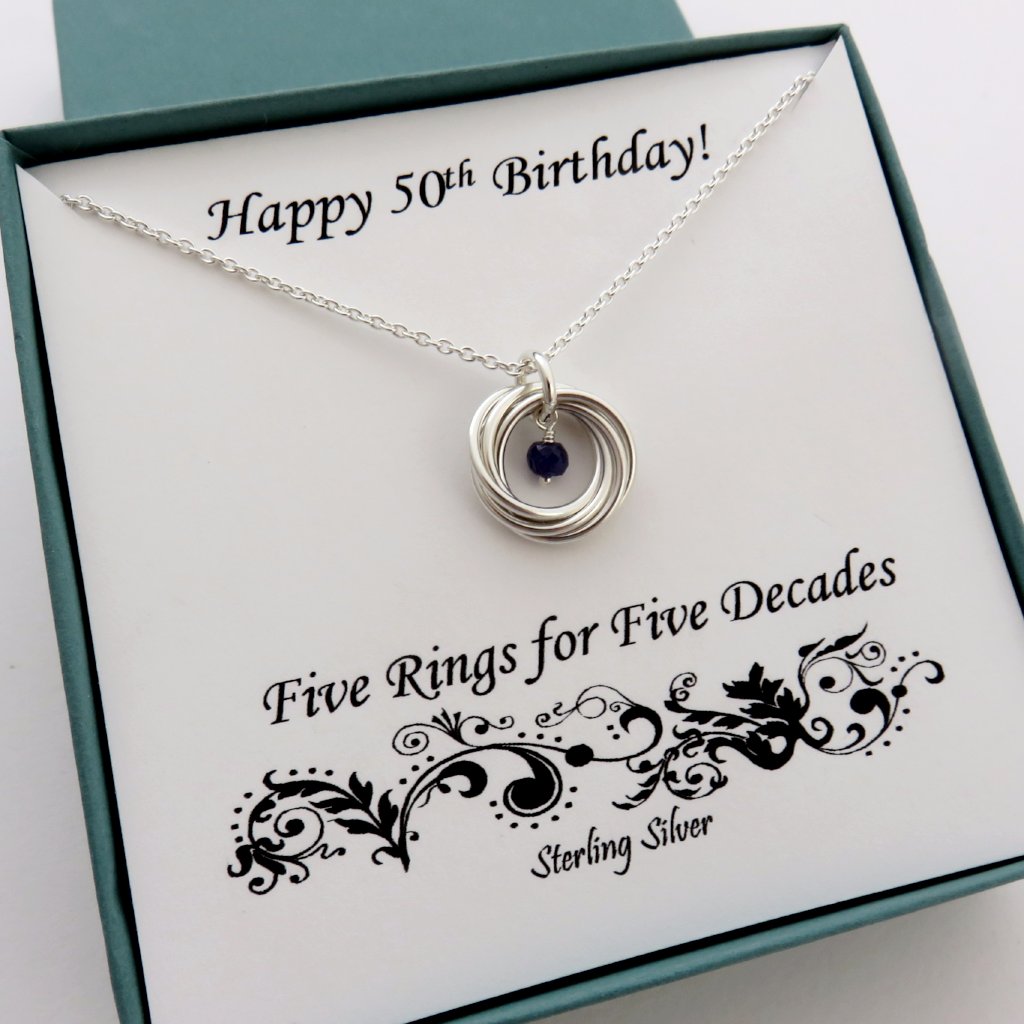 50th Birthday Gift for Women Sterling Silver Birthstone