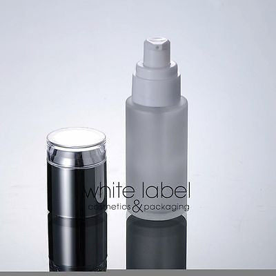 20ML FROSTED GLASS COSMETIC PUMP BOTTLES WHOLESALE/SILVER LID- 50PCS/L - White Label Cosmetics ...