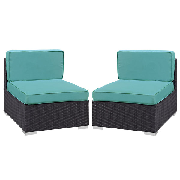 Gather Armless Chair Outdoor Patio Set of Two - Espresso ...