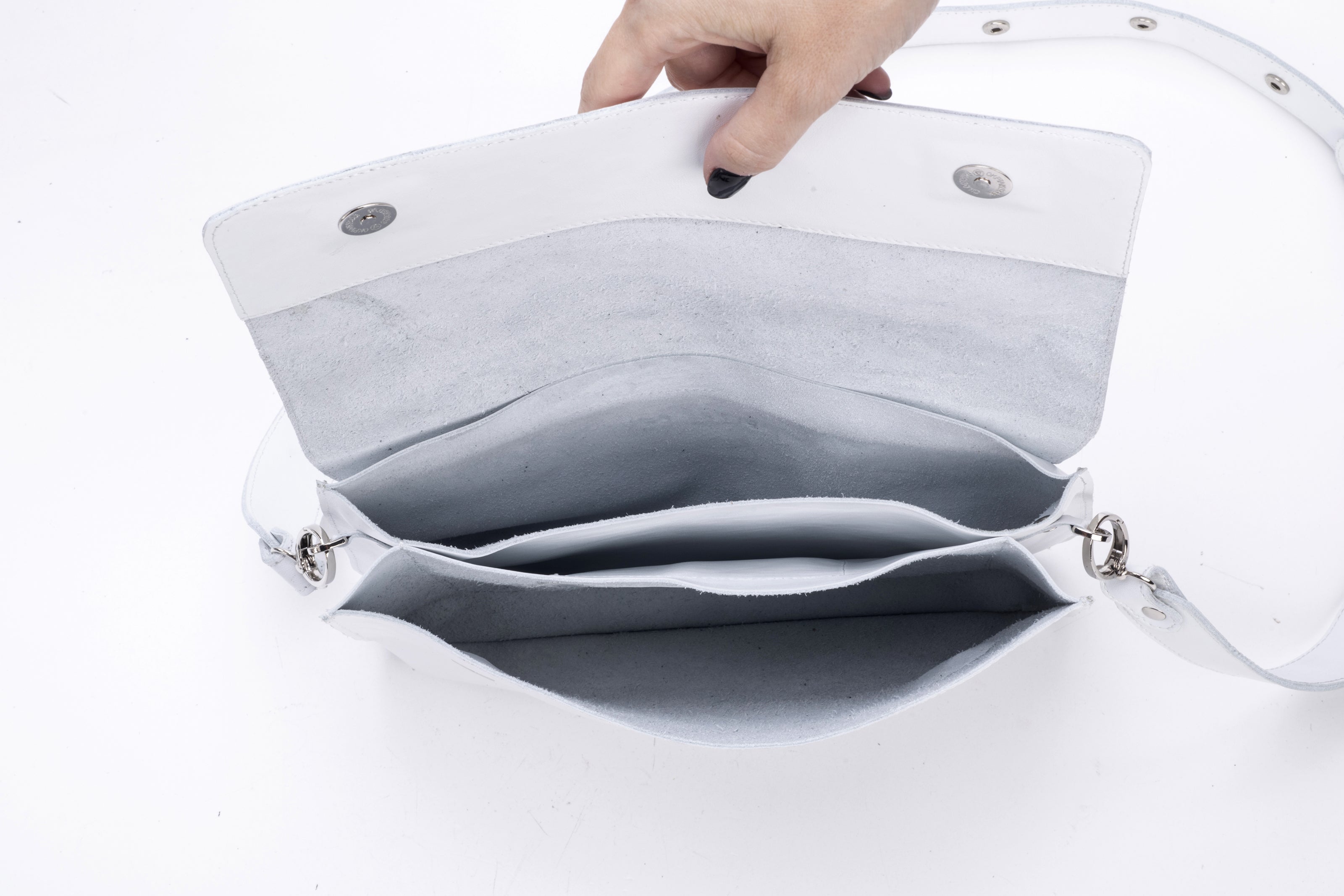 double clutch bag white leather – MeitaLev