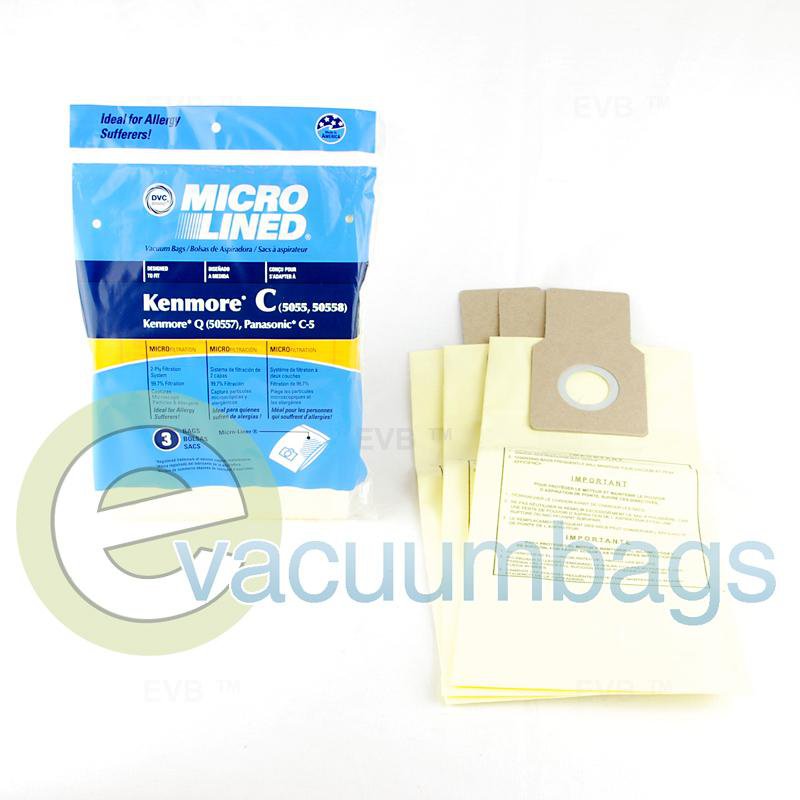 DVC Micro-Lined Canister Paper Vacuum Bags for Kenmore & Panasonic, 3 ...