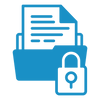 Drawing of a padlock in front of a file folder