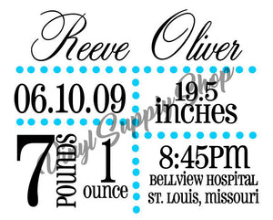 Svg Dxf Birth Announcement Cut File