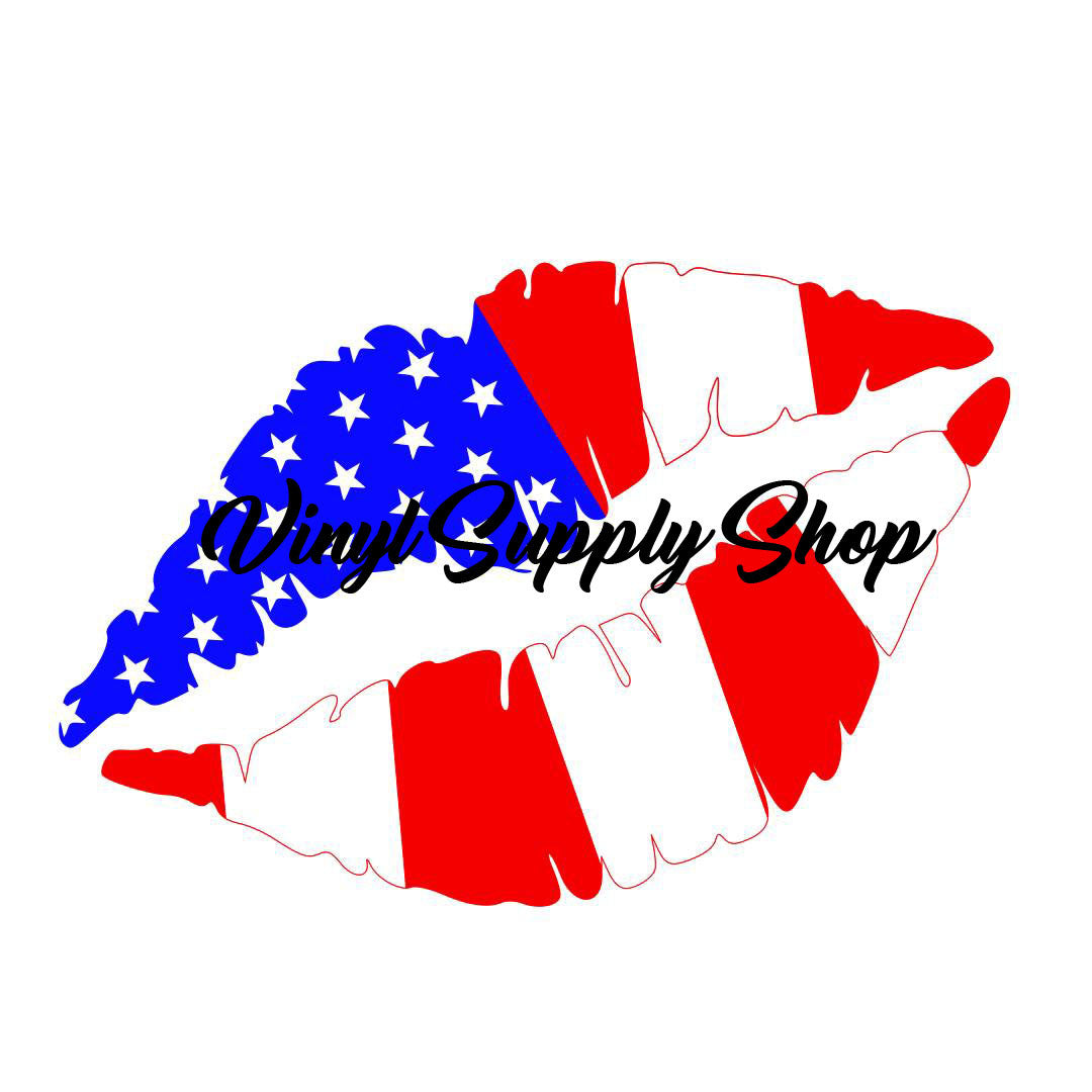 Download Patriotic Lips Cut File - Vinyl Supply Shop
