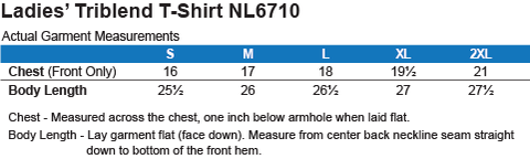 Women T-Shirt Size Chart