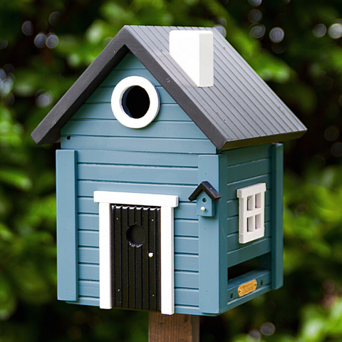 Designer Bird House and Feeder, Cornflower