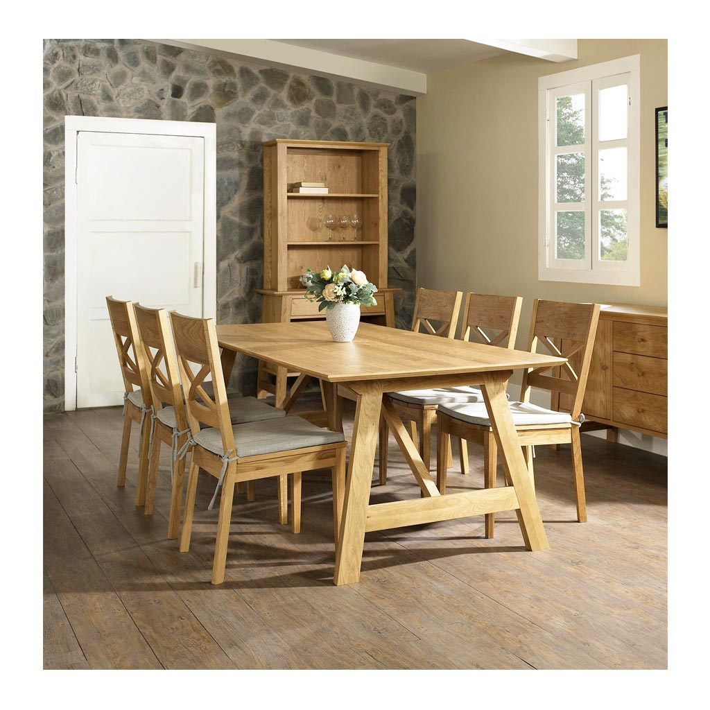 Charlotte French Provincial Rustic Scandinavian Wooden Oak Extendable 6 - 8 Seater Dining Table ...