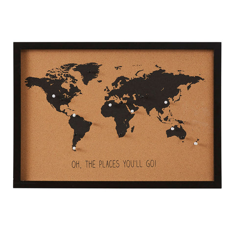 World Map Cork Board + Pins by Emporium