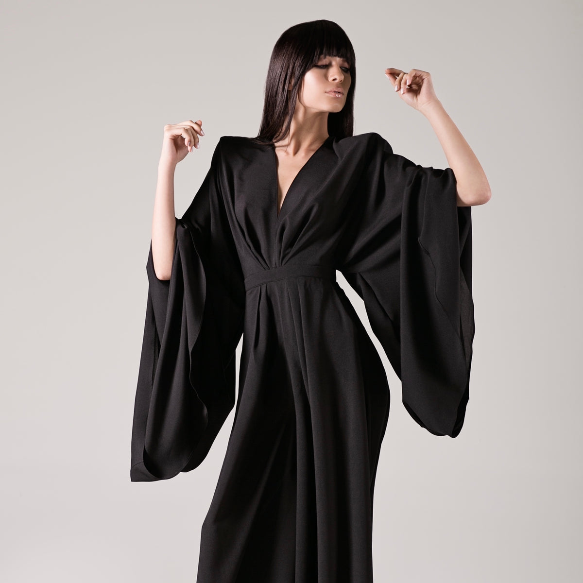 Платье кимоно черное короткое