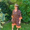 Elena Amber & Orange Midi Ruffle Dress