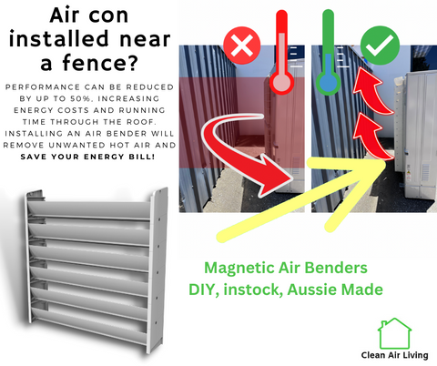 Air Bender Air Deflector removing unwanted hot air from a fence close to an air conditioner