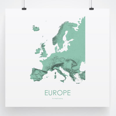 Europe Topographic Wall Art Map Mapscaping Com