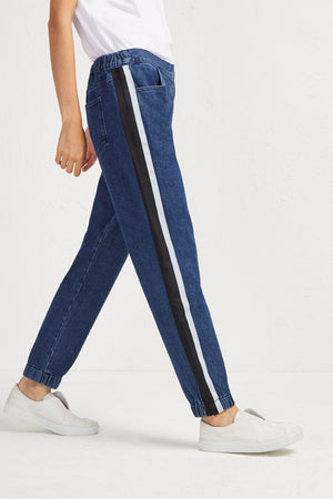 denim track pants womens