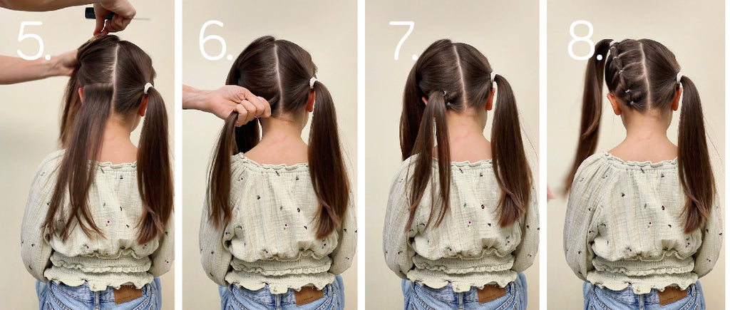 image showing step by step space buns hair tutorial