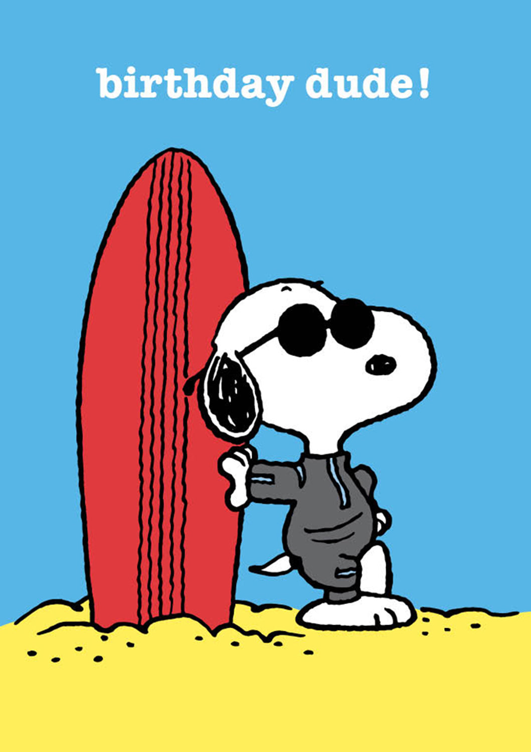 Snoopy Surfing Happy Birthday Card – Clathers